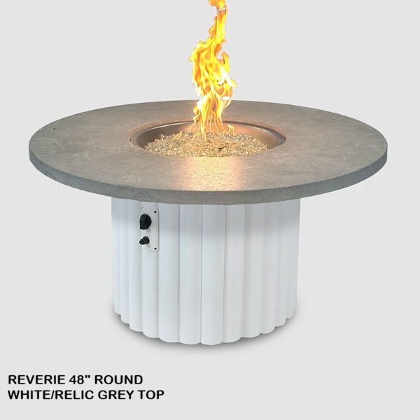 Riverie 48" Relic Grey Top Round Fire Table by Outdoor Great Room - Image 5